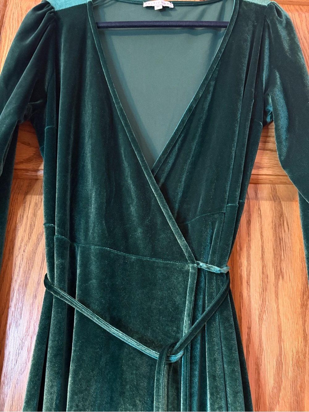 Baltic Born Women's Velvet Wrap Maxi Dress in Deep Green - Picture 5 of 9